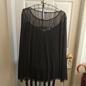 Soprano Black Mesh Top with Bell Sleeves 3x